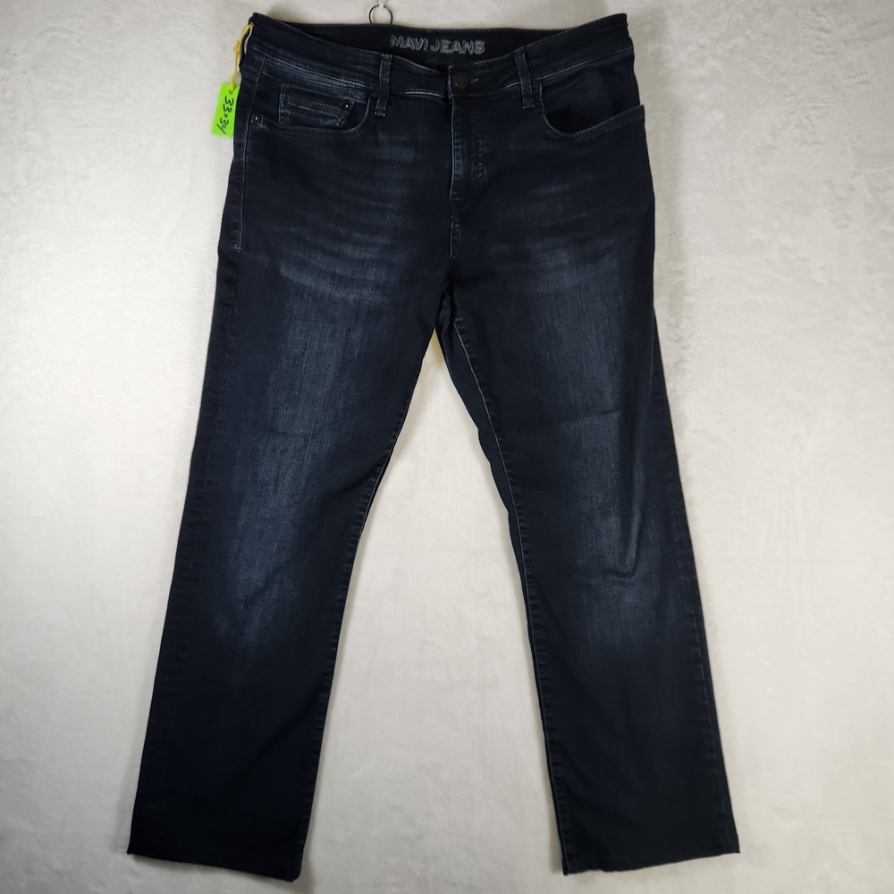 Mavi Jeans Men's 33x34 Dark Wash Denim Straight‎ Leg Stretch